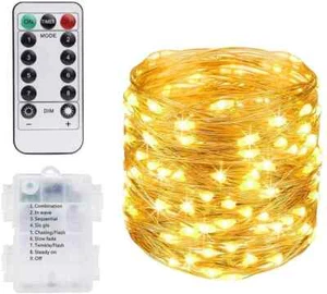 Warm White String Fairy Lights, Battery Powered, 100 LED, 10M, Party - Picture 1 of 8