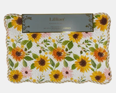 Lillian Autumn Reversible Quilted Placemats Fall Florals Set of 4 NEW - Image 1 of 4