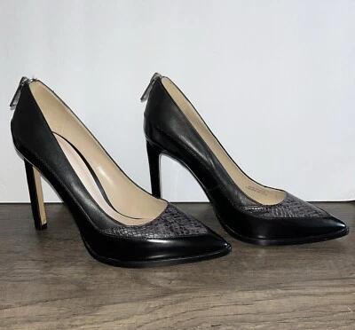 Diesel Size 7 (37) Heels Faux Snakeskin & Patent Leather Black Pointed Toe - Image 1 of 4