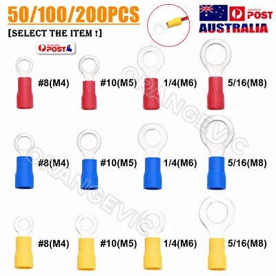 50/200x Ring Terminal Pre-Insulated Quick Splice Electrical Wire Crimp Connector - image 1 of 4