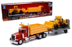 NEW RAY SS-10673 PETERBILT 379 DUMP TRUCK WITH WHEEL LOADER 1/32 RED YELLOW - Picture 1 of 1
