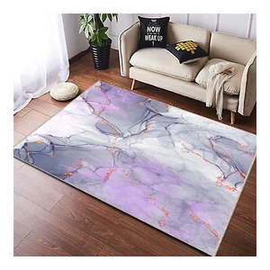 Marble Rug, Purple Abstract Carpet, Modern Home Decor, Elegant Floor Mat, Luxury - Picture 1 of 10