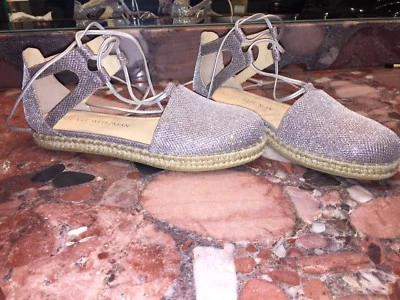 New $400 Stuart Weitzman Walk My Way Espadrille Lace Up Gladiator Sandals 5M - Image 1 of 4