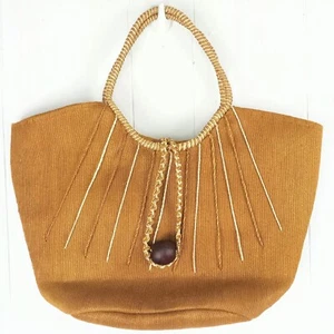 Large Jute Tote Bag With Rope Handles & Wooden Bead Detail - Picture 1 of 9