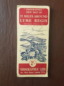 Geographia New Map of 25 Miles Around Lyme Regis - Undated 40/50s - Picture 1 of 4