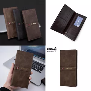 Man's RFID Blocking Wallet Leather Clutch Bag Bifold ID Card Holder Zipper Purse - Picture 1 of 21