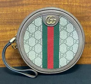 Authentic GUCCI GG Supreme Web Ophidia Round Zip Clutch Wristlet Bag - Picture 1 of 12