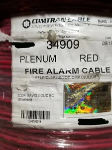 Cable de alarma contra incendios ComTran 34909 16/2C sólido blindado FPLP rojo/100 pies - Imagen 1 de 6