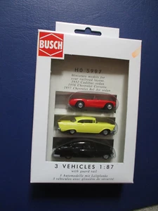 Busch HO 5997 3 VEHICLE SET - 1952 Cadillac,1956 Corvette & 1957 Bel Air MIB * - Picture 1 of 2