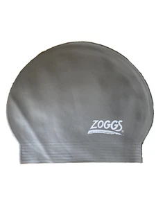 Zoggs Latex Swimming Cap Grey/Chrome Adult Unisex Easy Stretch Swimming Hat - Picture 1 of 3