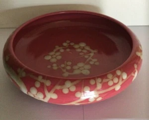Asian Vintage Mid Century Brush Washer 7.5" Round Bowl With Orange Blossom Desig - Picture 1 of 5