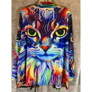 Wild Boho CAT Print Duster Cardigan Open Front Lightweight Cover Up 4XL Plus - Picture 1 of 4