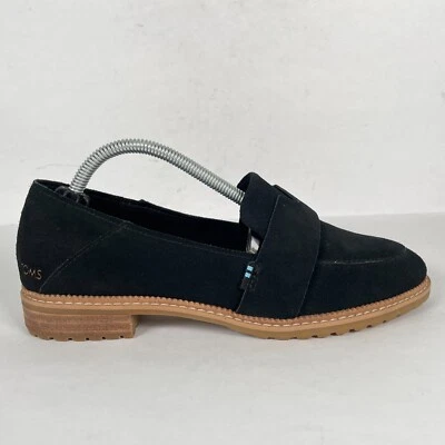 Mocasines Toms Mallory para mujer talla 6 negros gamuza suela sin cordones zapatos cómodos Foto 1 de 4