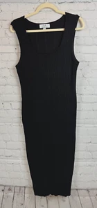 MAGASCHONI black rib knit sleeveless stretch long tank dress size XL - Picture 1 of 5