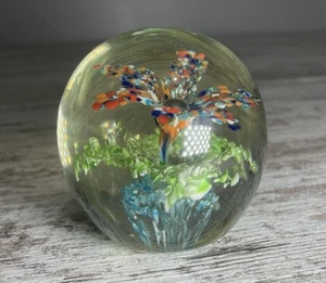 Vintage Exotic Floral Murano Art Glass Paperweight Orb 3” - Picture 1 of 7
