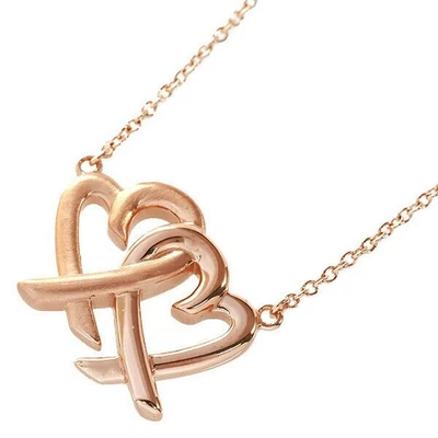 Tiffany & Co. Collar Doble Corazón Amoroso Diamante Oro Rosa K18 46cm Foto 1 de 4
