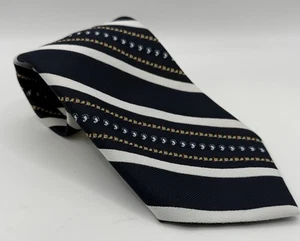 Ketch REPP Striped Necktie Blue & White Classic Style 100 % Polyester Wide Retro - Picture 1 of 7