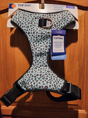 Arnês Top Paw ajustável moda conforto cachorro estampa chita XLarge em azul-petróleo - Imagem 1 de 2
