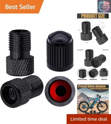 Adaptadores Presta a Schrader de aluminio ligeros + 2 tapas de neumáticos - Bike Essentials Foto 1 de 4