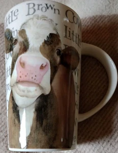 Latte Mug , Leonardo, Fine China, Little Brown Cow. 13 cm 375 ml VGC used - Picture 1 of 7