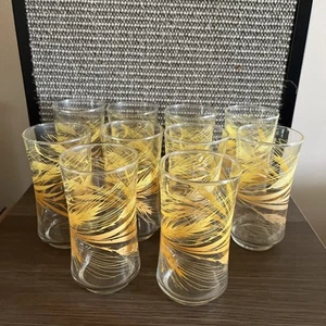 Set of 10 1970s Vintage Libbey Golden Wheat 16 oz Glasses 5 1/4" Yellow - Picture 1 of 4
