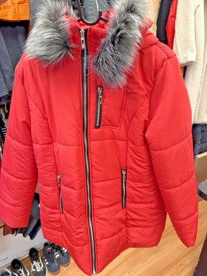 CHAQUETA MUJER INVIERNO CREMALLERA ROJA CON CAPUCHA TALLA-US-2XL Foto 1 de 4