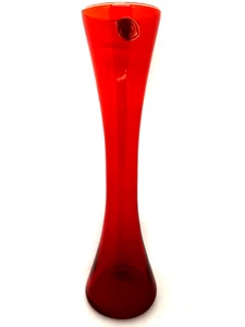 VINTAGE RETRO ITALIAN MADE RED ART GLASS VASE MID CENTURY - Picture 1 of 7