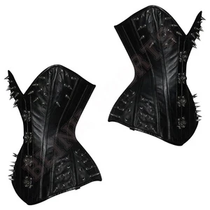 Corsé negro de entrenamiento de cintura sobre busto de cuero deshuesado de acero de alta resistencia para mujeres - Imagen 1 de 6