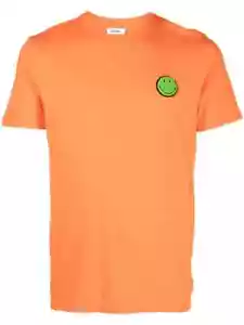 Sandro France Smiley® Patch T-Shirt Tee Herren Gr. M orange Bio Baumwolle - Bild 1 von 9
