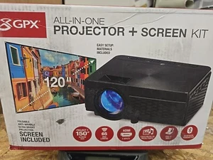 120” GPX All-IN-ONE Movie Projector and Screen Kit, 120" Screen Size - NEW N5 - Picture 1 of 3