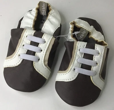 Tommy Tickle Infant Baby 0-6 Months Leather Shoes Brown Comfortable Moccasins - Image 1 of 4