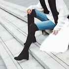 Damen-Stretchstiefel aus Kunstwildleder mit versteckten Keilabsatz zum Anziehen über kniehohe Stiefel