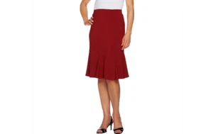 Falda tejida líquida texturizada Susan Graver con cucharas sangría XS A292309 QVC J - Imagen 1 de 3