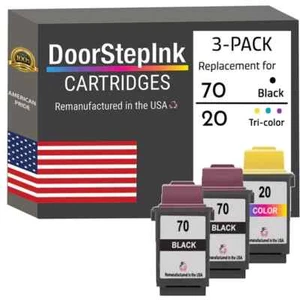 DoorStepInk Ink Cartridges for Lexmark #70 2 Black and #20 Tri-Color - Picture 1 of 5