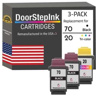DoorStepInk Compatible Ink Cartridges for Lexmark #70 2 Bk and #20 Tri-Color-USA - Image 1 of 4
