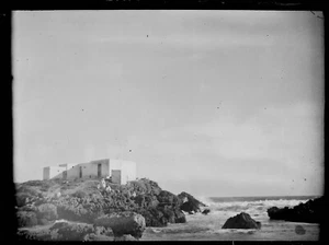 Plaque verre photo ancienne noir et blanc négatif 9x12 cm mer rocher Maroc - Photo 1 sur 2