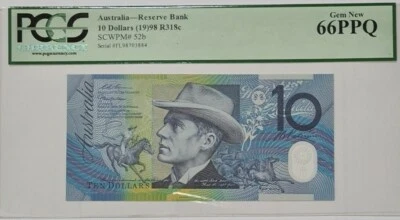 1998 Australia $10 PCGS66 PPQ GEM NEW 'POLYMER' {P-52b} - Image 1 of 4