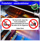 Probefahrt (Nichtraucher) Aufkleber  50 Stück - wiederablösbar