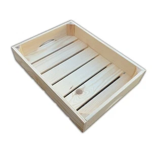 Wooden Crate 40x30x7cm Made of Natural Wood for Fruits or Vegetables - Picture 1 of 4