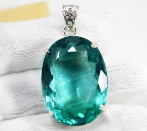 Ciondolo Acquamarina Blu Certificato, Naturale 114,30 Ct Ottima Pietra Preziosa Taglio Ovale - Foto 1 di 9