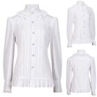 Elegante viktorianische Bluse für Damen Vintage Shirt mit Lotusrüsche Detail