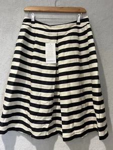 Peter Hahn Uta Raasch Skirt Uk 14 Striped Silk Linen Mix Lined NEW With Tags - Picture 1 of 10