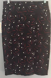 LuLaRoe Black Gray Red Geometric Print Cassie Pull On Pencil Skirt Size S BNWT - Picture 1 of 5