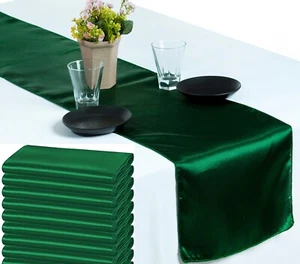 10 Cazador Verde Satinado Mesa Corredor 12" X 108" Boda B'day Fiesta Mesa Decoración - Imagen 1 de 6