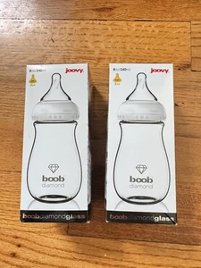 Lot Of 2 New Joovy Boob Diamond Glass Baby Bottle 8 Oz 3M+ - Picture 1 of 4