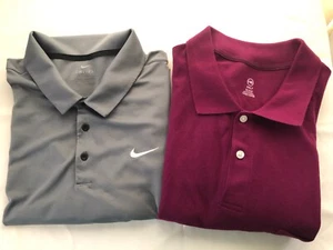 Lot of 2 Polo S/S Shirts Nike and Harbor Bay Men Size 3XLT Color Gray / Burgundy - Picture 1 of 11