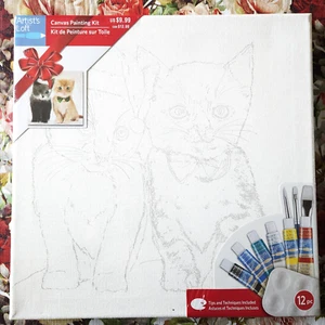 Kit de pintura acrílica de lienzo 12 x 12 lindos gatitos, decoración navideña juego de 12 piezas sellado - Imagen 1 de 9