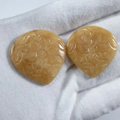 100% натуральный берилл светло-желтый 33x33 мм набор для резьбы в форме сердца 2 Ps - Изображение 1 из 4