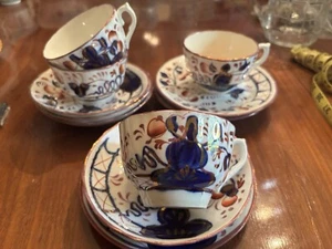 12 Piezas Gaudy Galés “Oyster” Cobalto Georgiano Victoriano Taza Platillo Plato Té Trío - Imagen 1 de 16