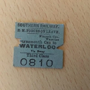 Half. Railway Ticket;. ( Bournemouth. To. Waterloo. 42, 0810, ). No-5, - Picture 1 of 1